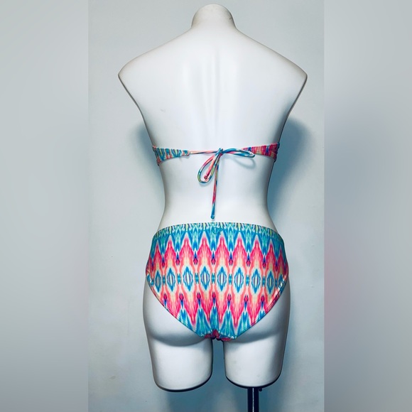 Op Swimwear Neon print strapless 2 piece bikini size juniors M (7-9) - Picture 3 of 16